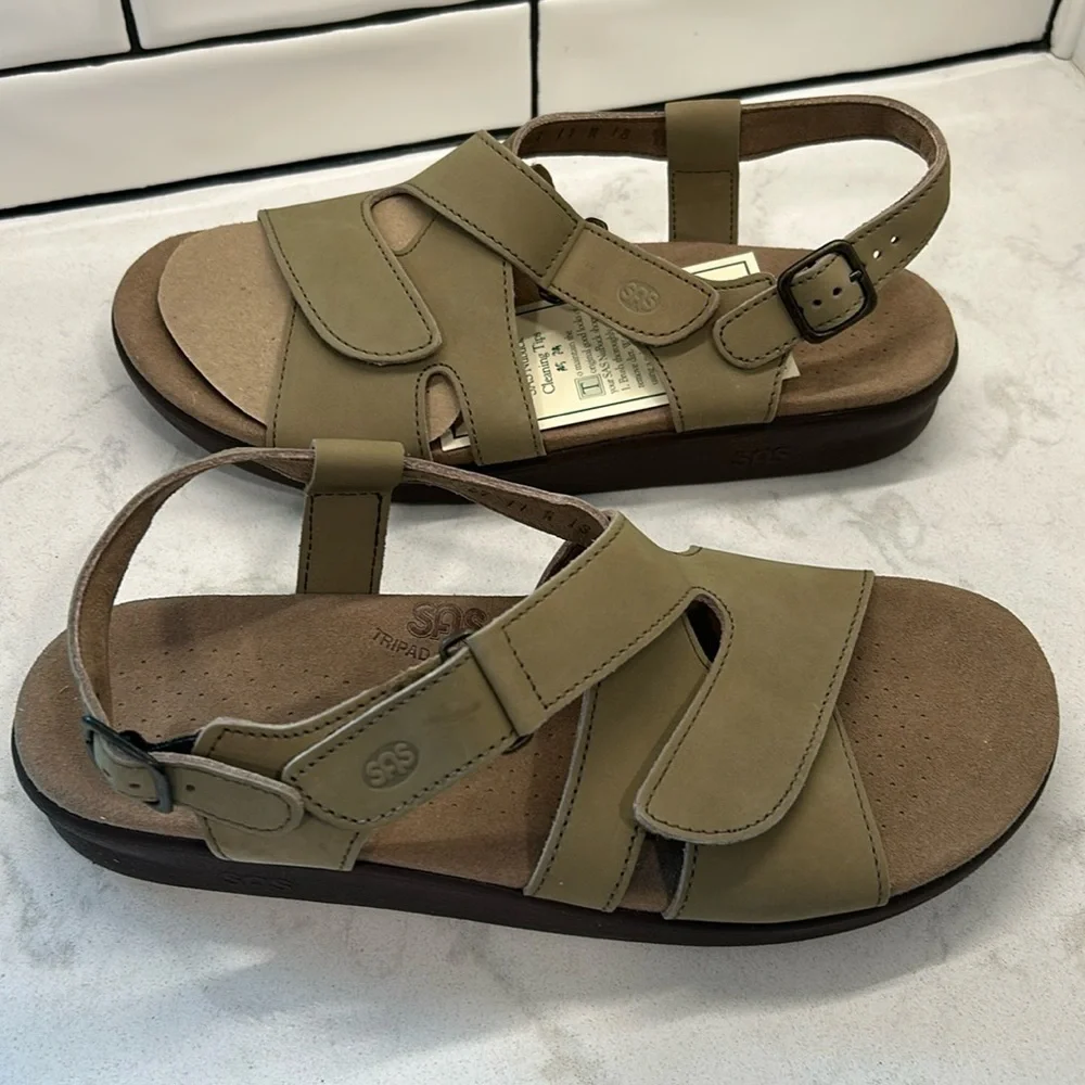 SAS Huggy - All Day Sandal Taupe Leather Women’s Size 11 N